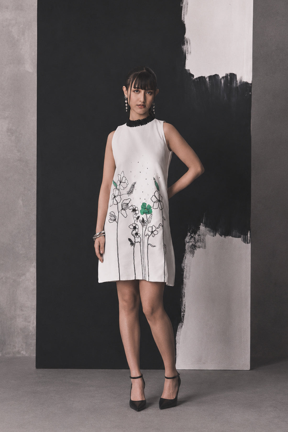 Ivory Loop Embellished Dress