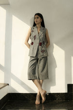 Crimson Bloom Denim Set