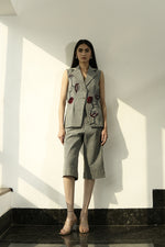 Crimson Bloom Denim Set