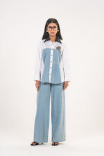 White Denim Panel Shirt