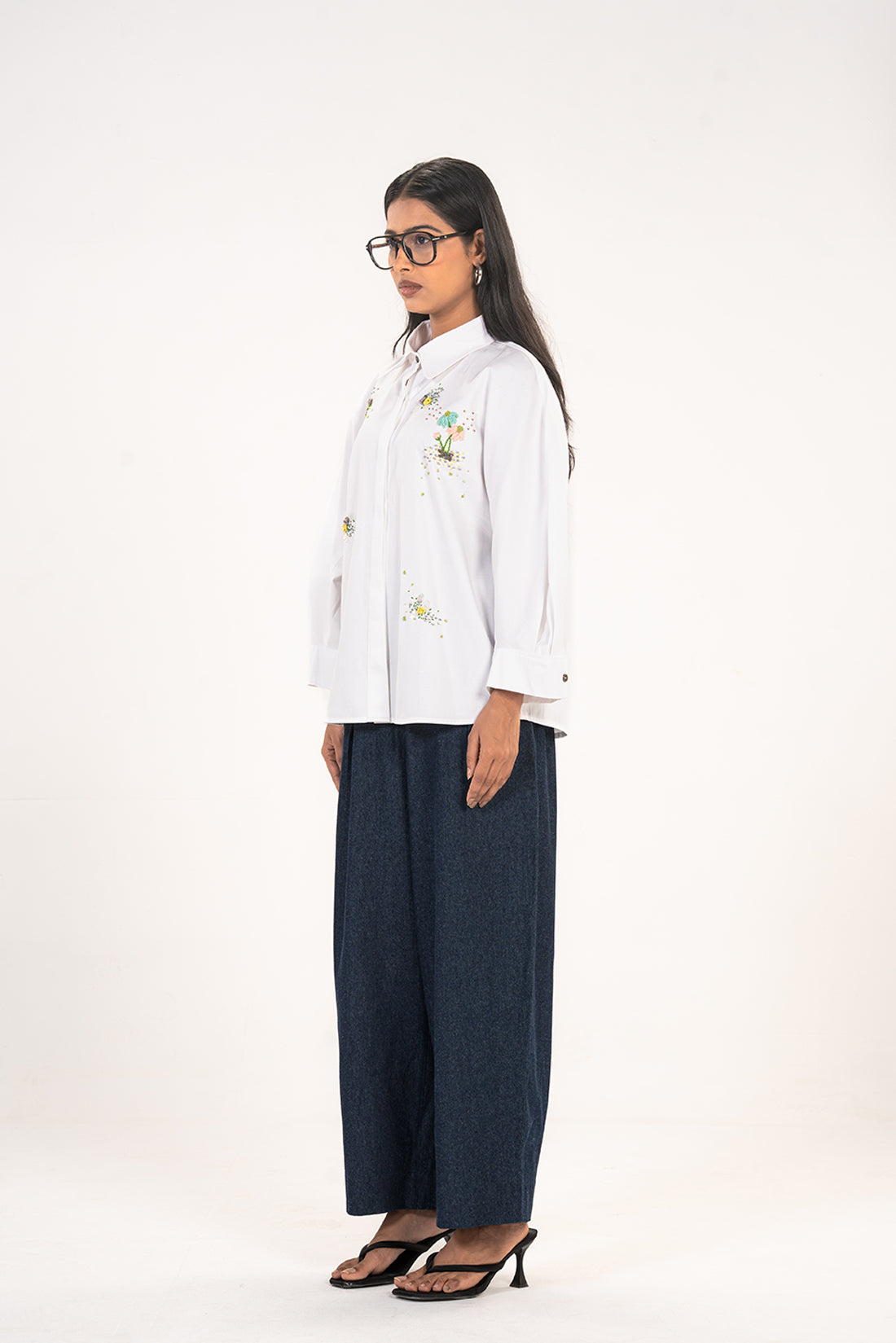 White Thread Embroidered Comfort Shirt