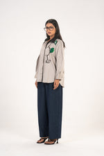 Grey Rose Embroidered Comfort Shirt