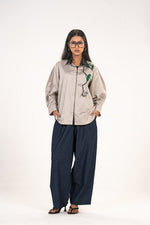 Grey Rose Embroidered Comfort Shirt