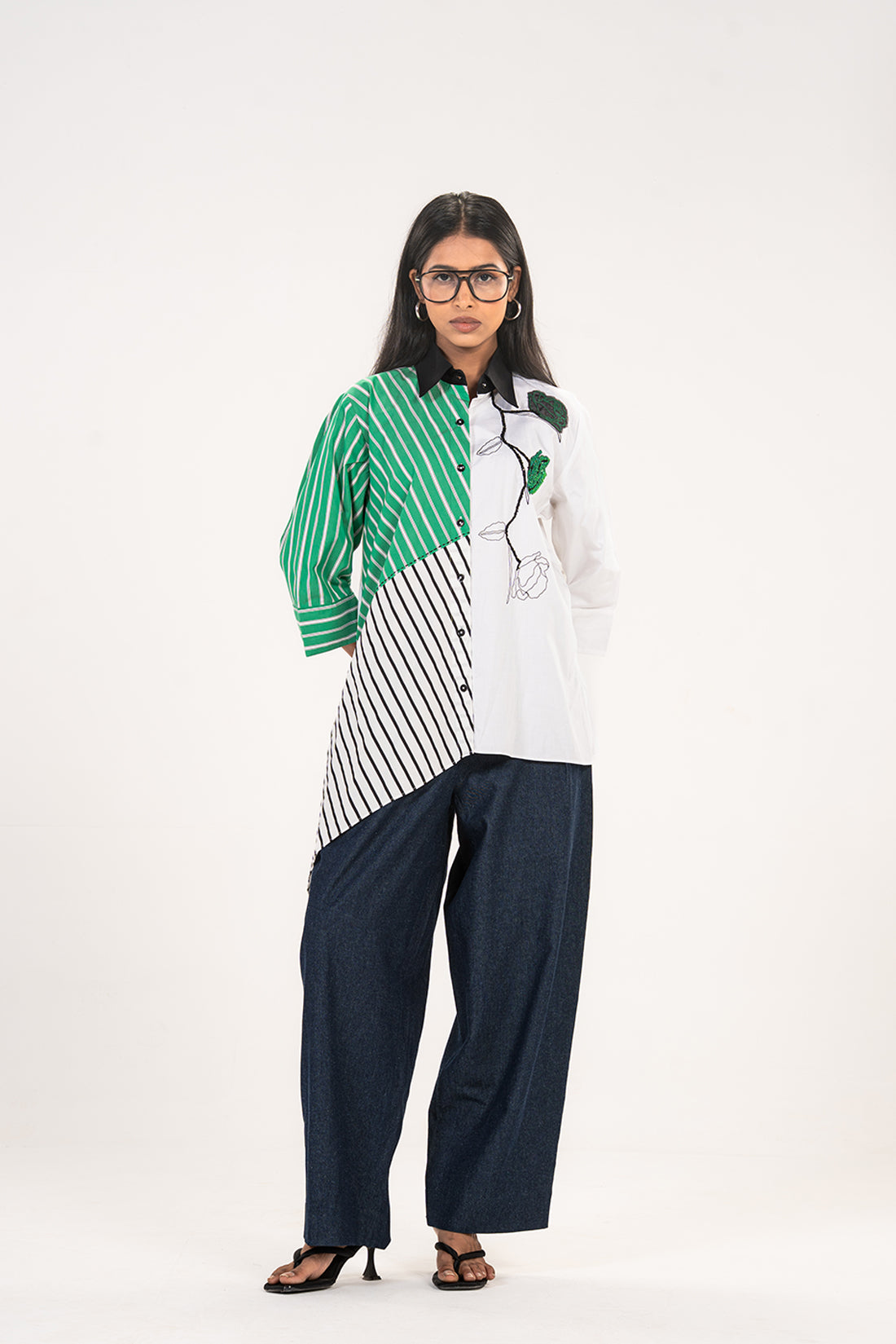 Green Diagonal Stripe Shirt