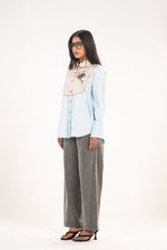 Beige Yoke Chrysanthemum Shirt