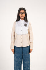White Chrysanthemum Embroidered Shirt
