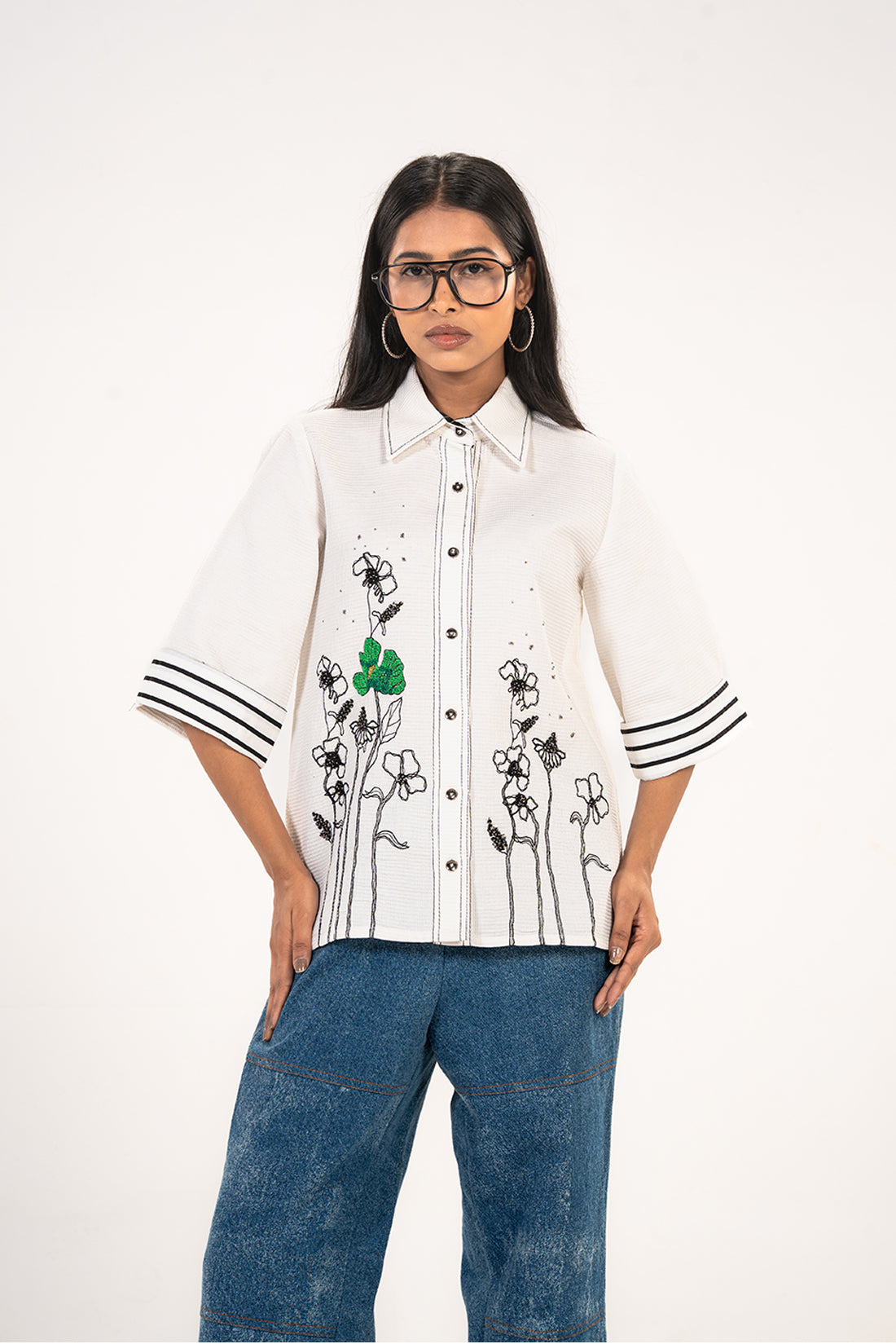 White Hand Embroidered Shirt