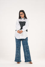 White Check Panel Shirt