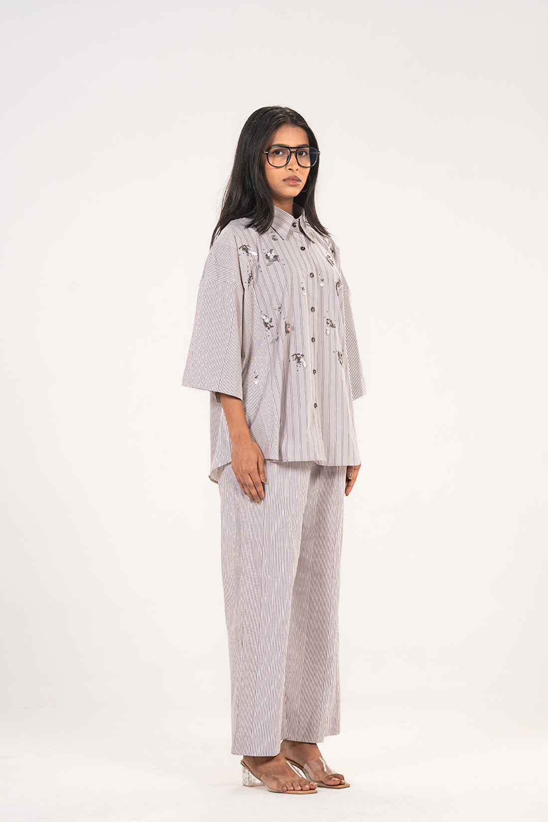 Lavender Abstract Embellished Shirt