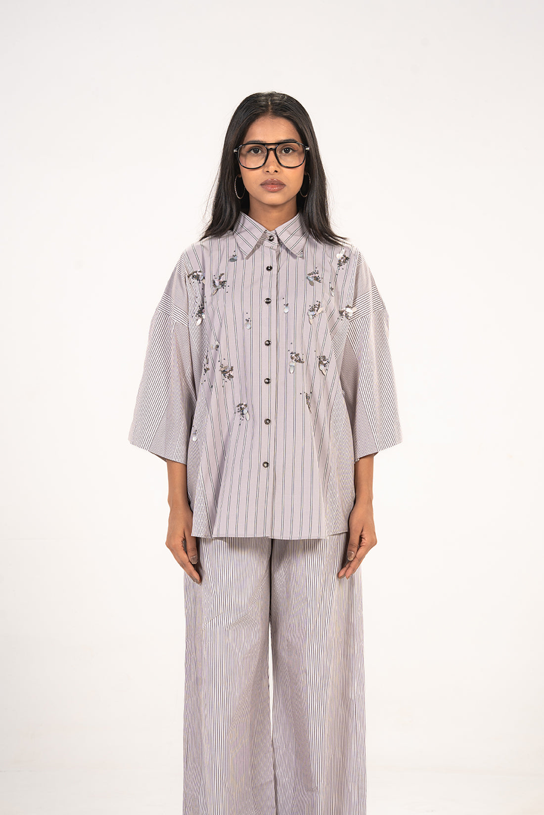 Lavender Abstract Embellished Shirt