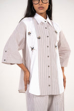 Lavender Panel Embroidered Shirt