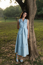 Sky Denim Abstract Skirt Set