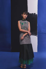 Emerald Veil Denim Dress