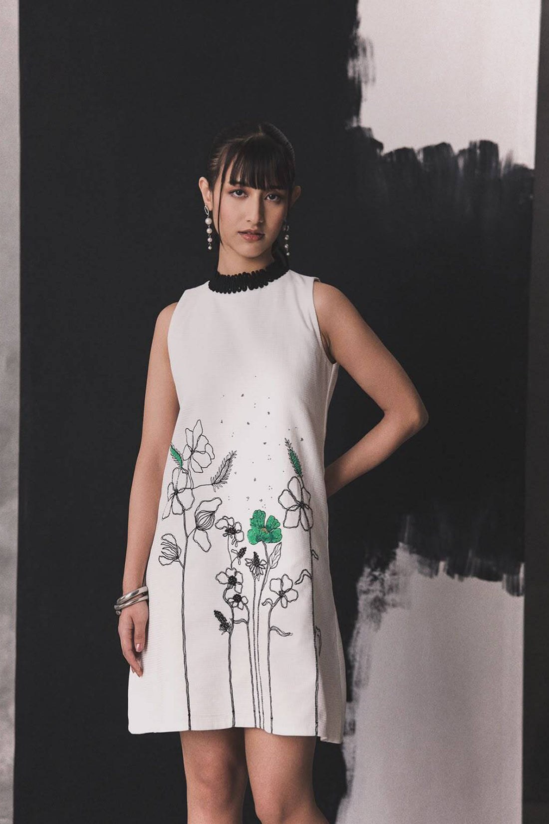Ivory Loop Embellished Dress