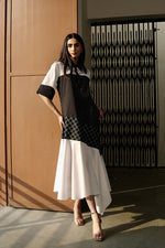 Ivory Check Asymmetric Dress