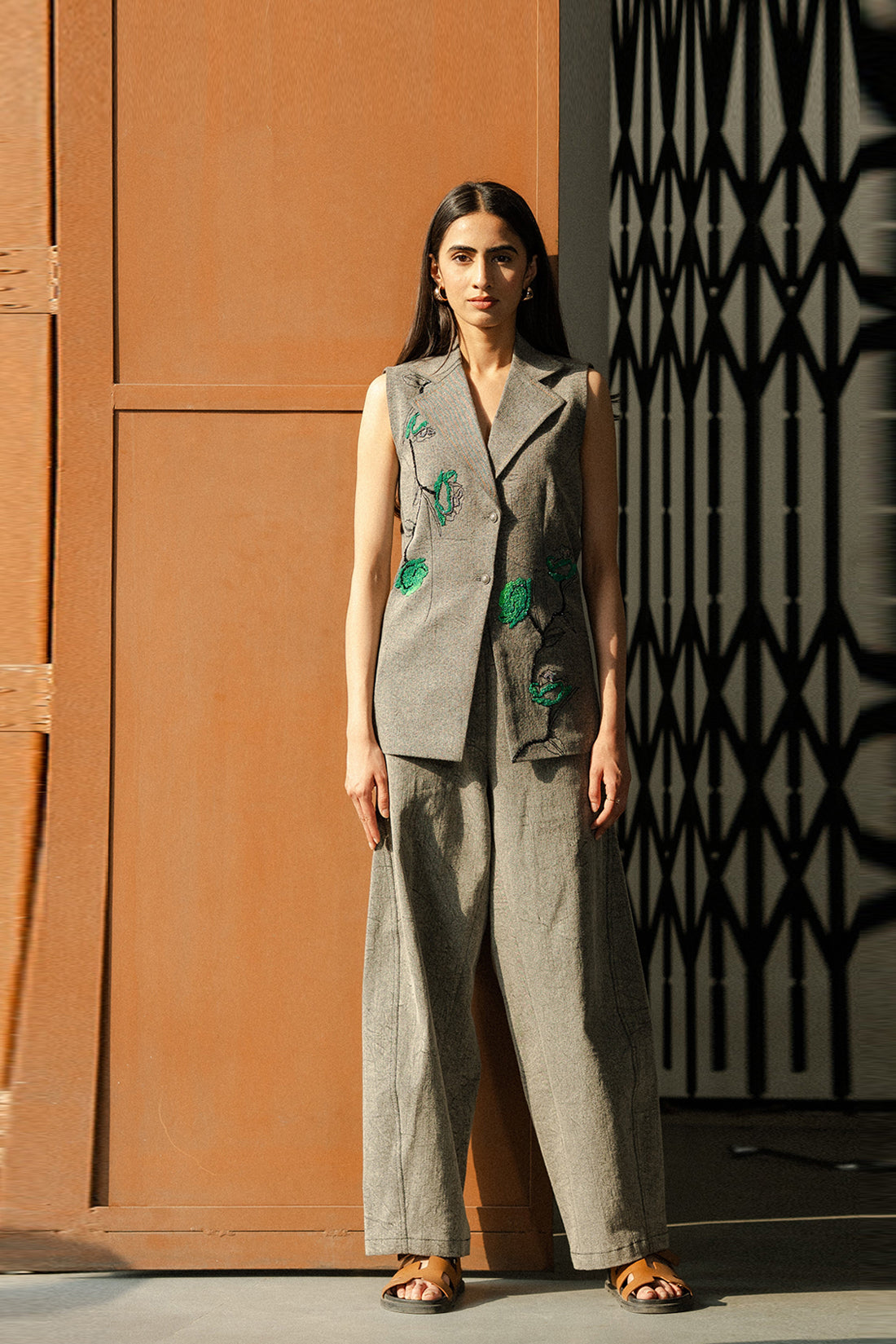 Emerald Bloom Denim Set