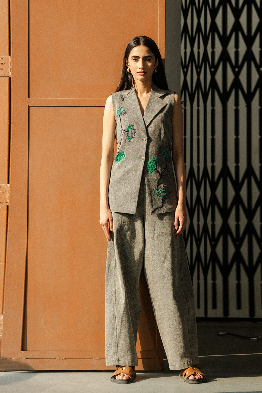 Emerald Bloom Denim Set