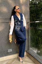 Floral Denim Waistcoat Barrel Set