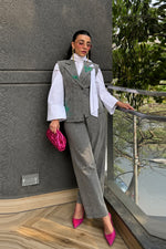 Grey Tailored Layered Vest Set