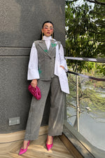 Grey Tailored Layered Vest Set
