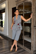 Washed Red Rose Waistcoat Set