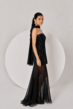 Off Shoulder Organza Slit Dress