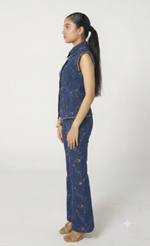 Beige Jacquard Pants Set