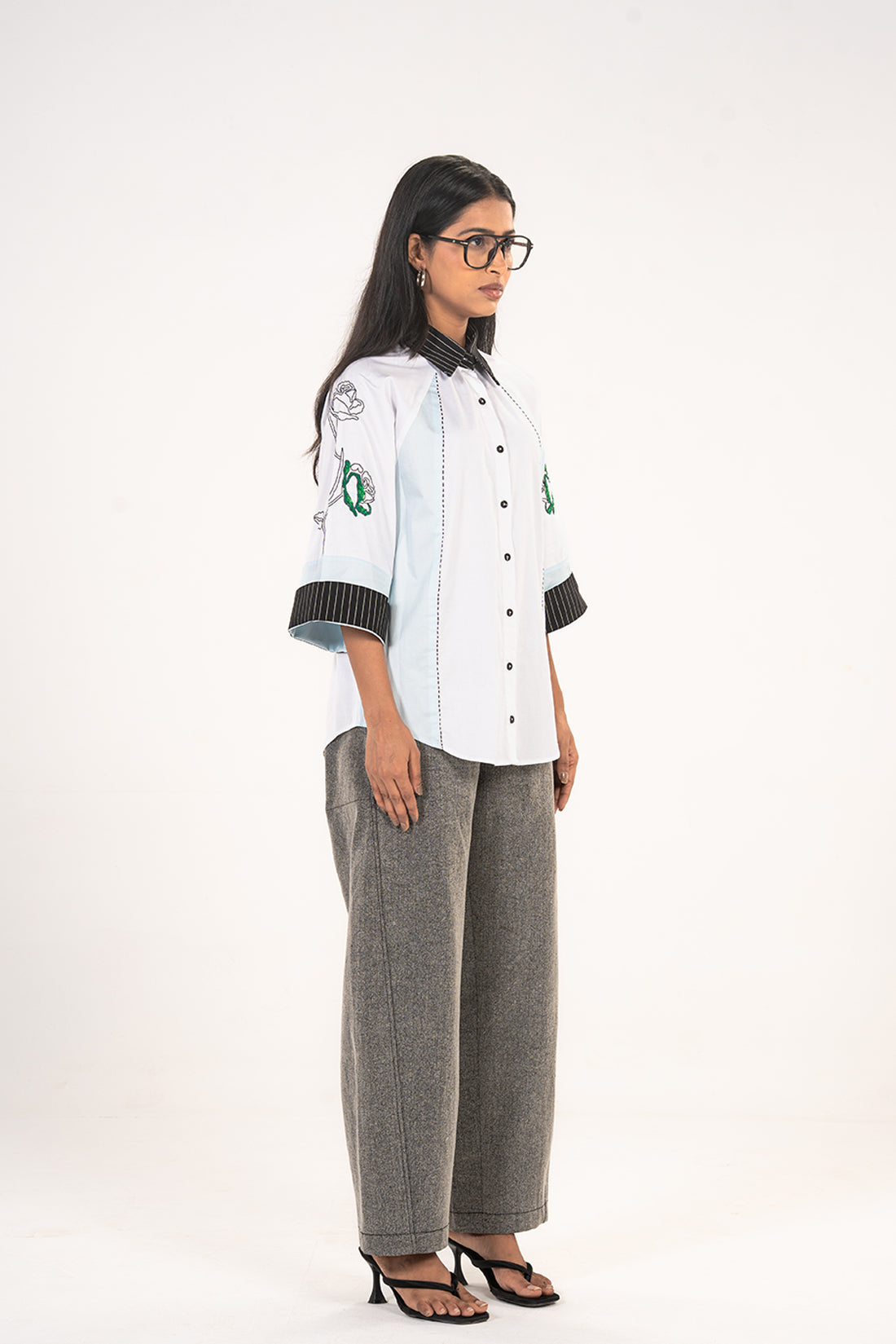 White Rose Raglan Sleeve Shirt