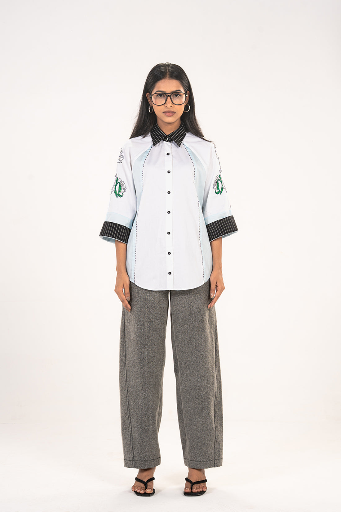 White Rose Raglan Sleeve Shirt