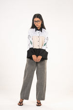 Colour Block Rose Sleeve Shirt