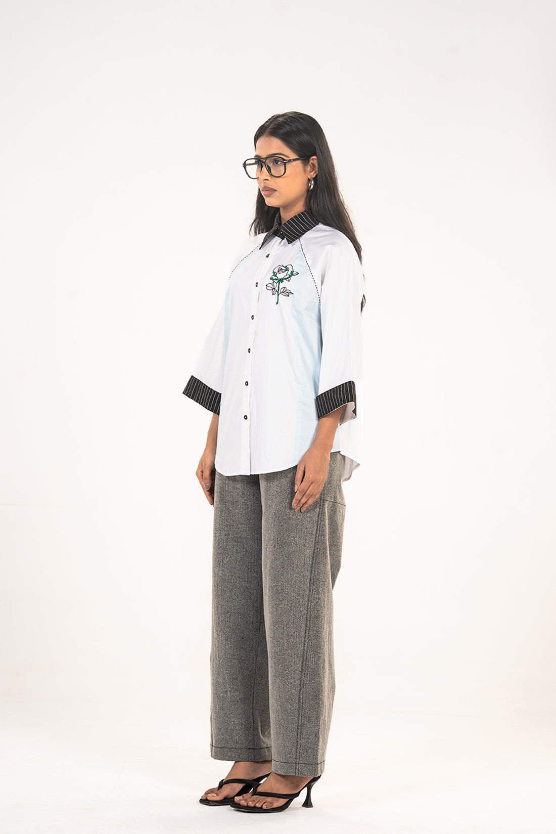 Blue Panel Rose Shirt