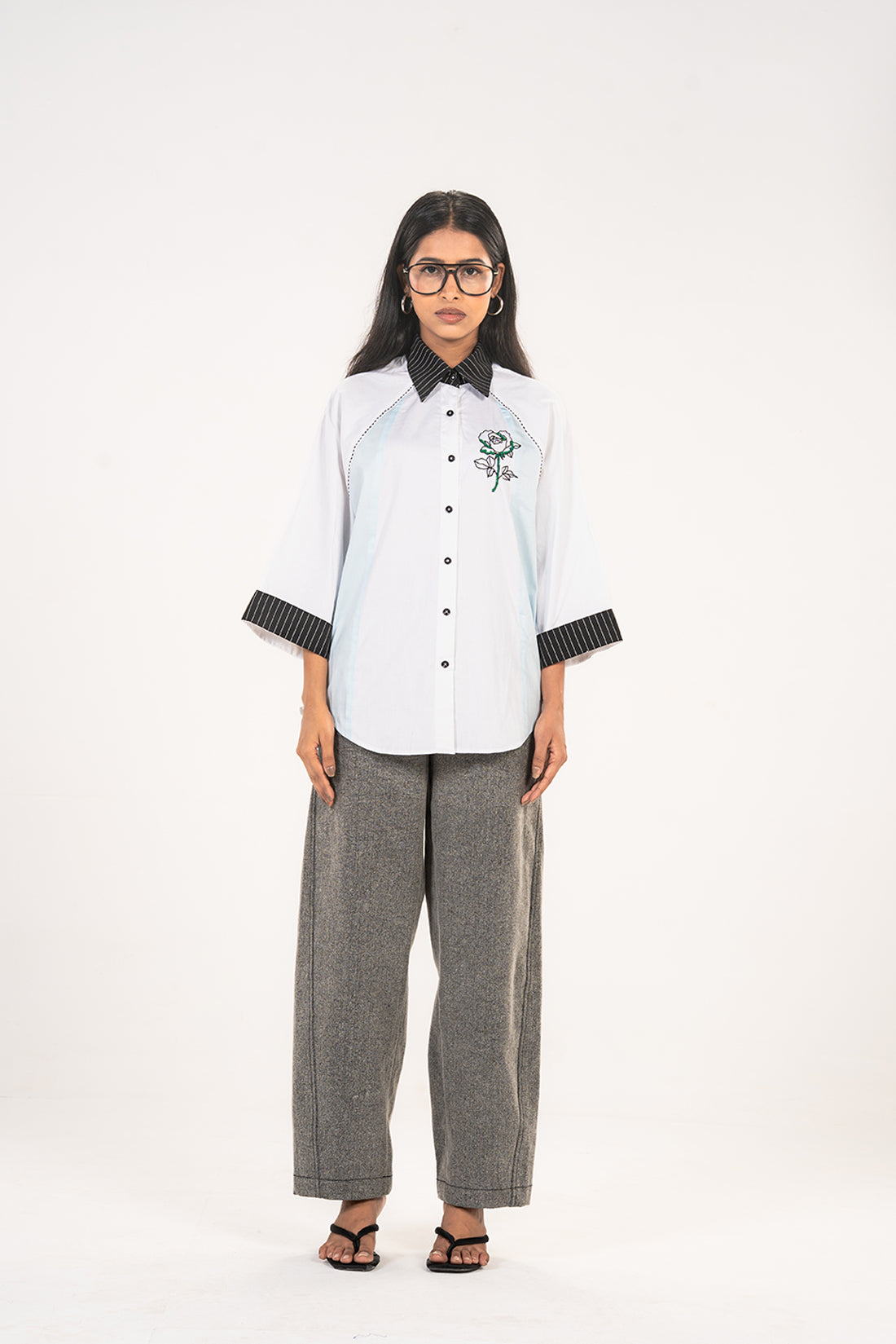 Blue Panel Rose Shirt