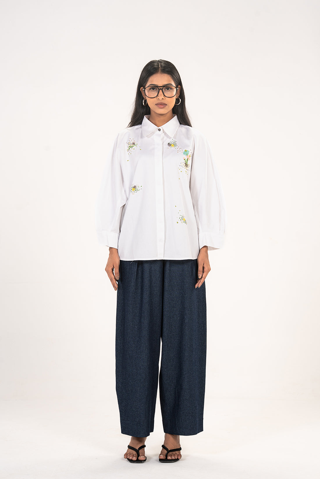 White Thread Embroidered Comfort Shirt