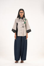 Grey Rose Panel Shirt