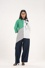 Green Diagonal Stripe Shirt