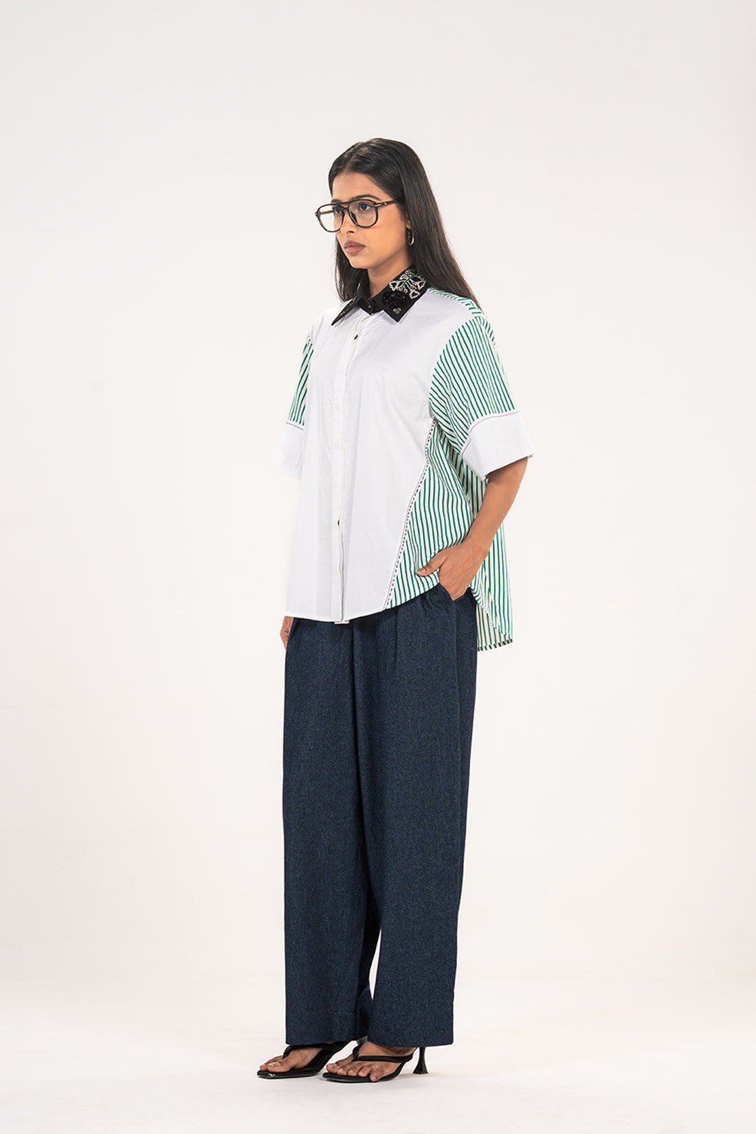White Green Raglan Shirt