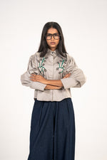 Grey Rose Cropped Shirt