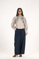 Grey Rose Cropped Shirt