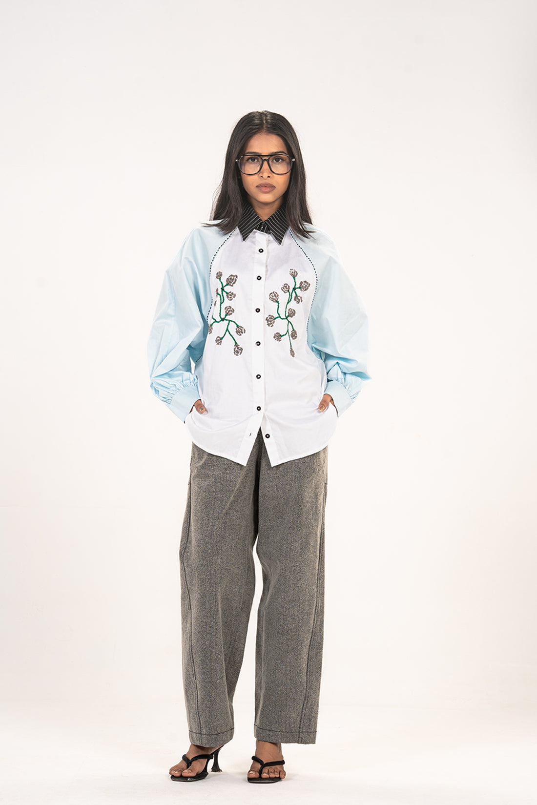 Sky Blue Rose Raglan Shirt