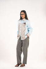Sky Blue Chrysanthemum Panel Shirt