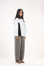 Sky Blue Rose Panel Shirt