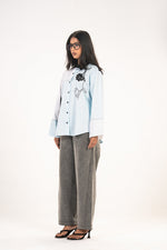 Sky Blue Rose Panel Shirt