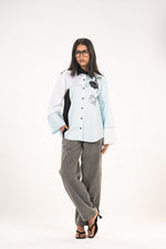 Sky Blue Rose Panel Shirt