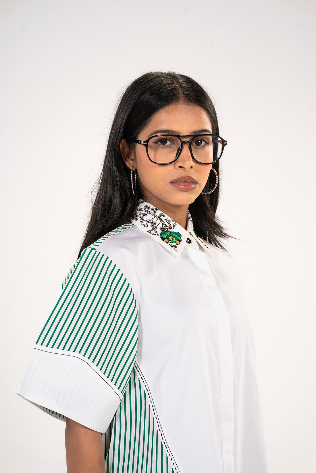 Green Stripe A-Line Shirt