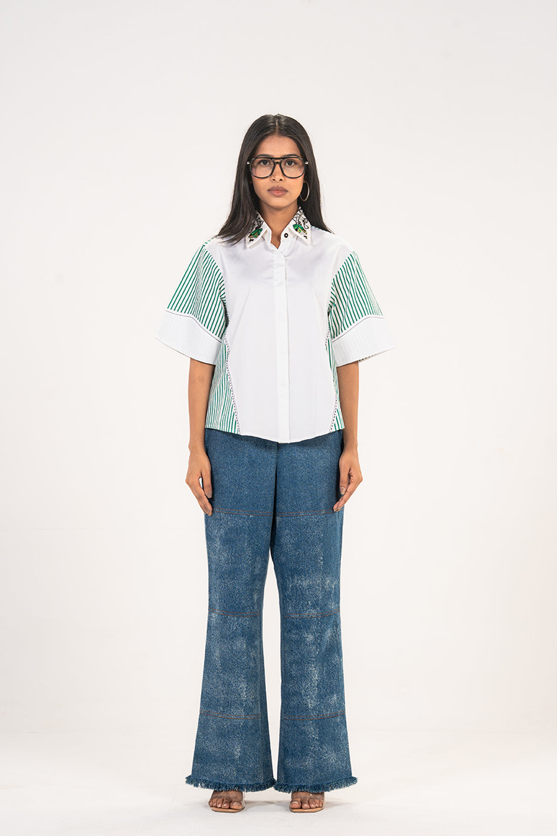 Green Stripe A-Line Shirt