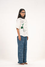 White Abstract Rose Shirt