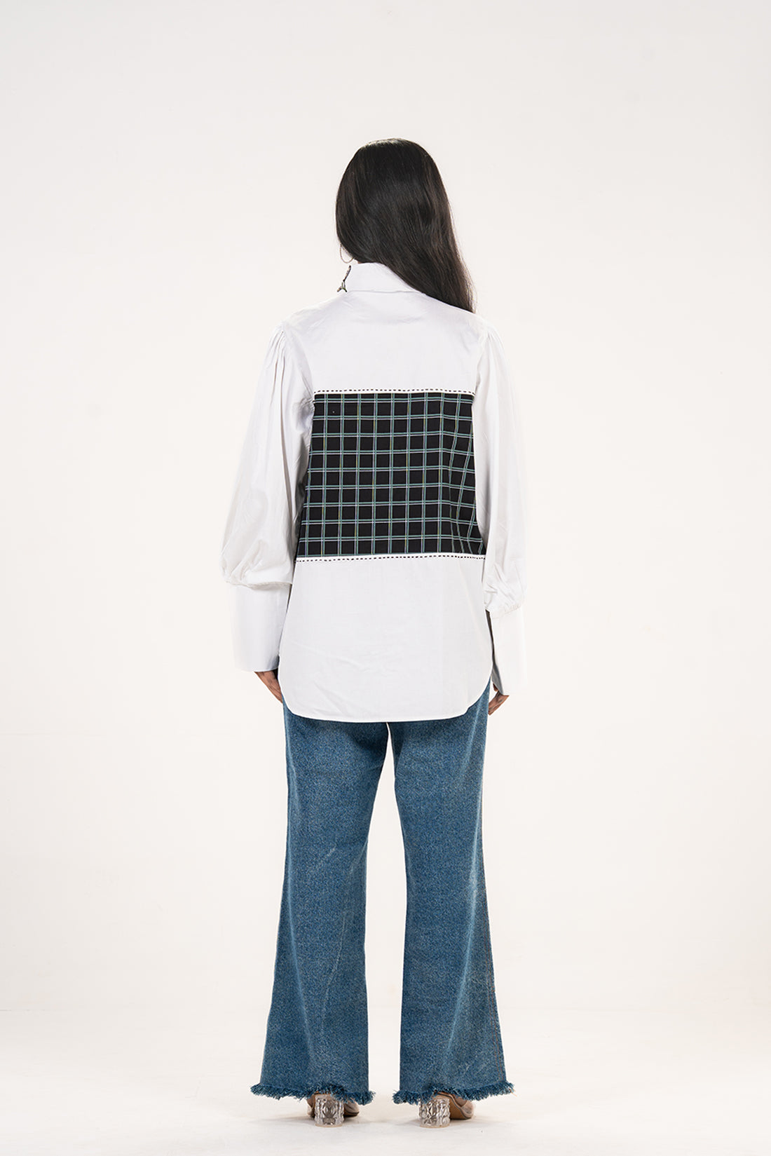 White Check Panel Shirt