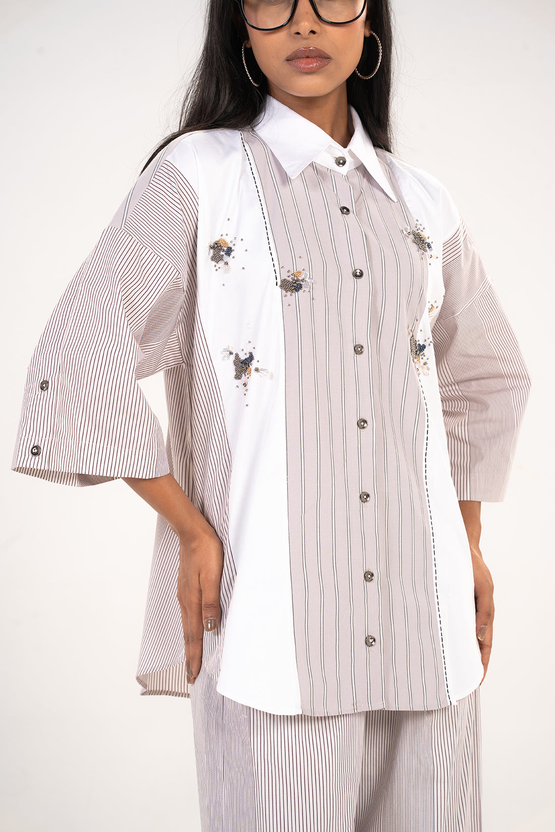 Lavender Panel Embroidered Shirt