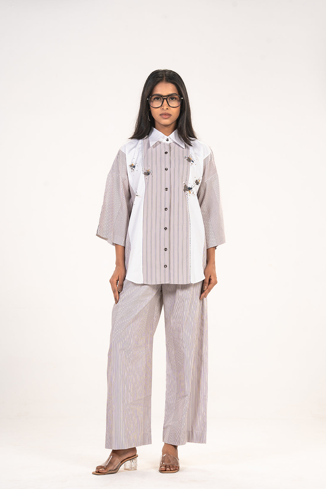 Lavender Panel Embroidered Shirt