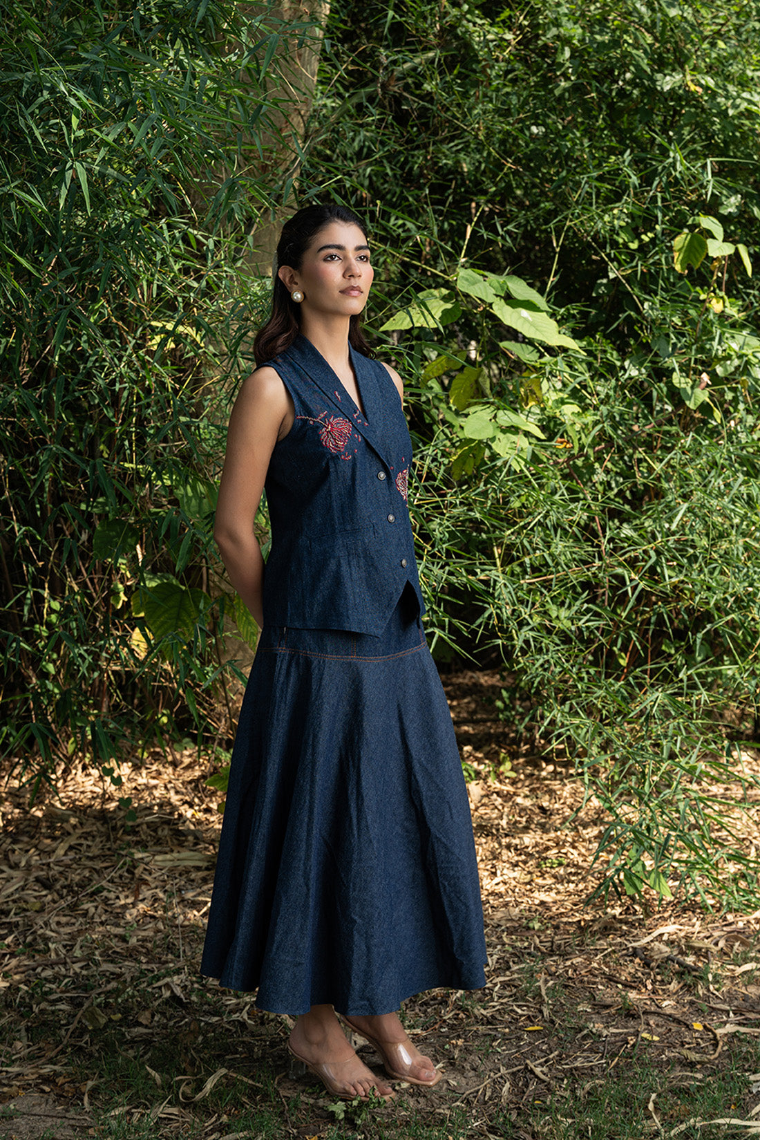 Still Dusk Denim Skirt Set